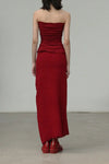 Marc Le Bihan Stretch Pleated Stretch Bandeau Dress or Skirt Collection MLB-25900-HONG Red Long Skirt 25900 25901